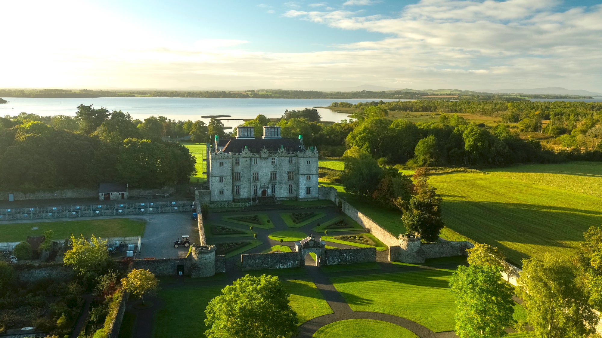 Aerial view of Portumna Castle and Gardens in Co Galway