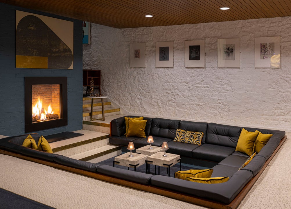 Seating area with fireplace
