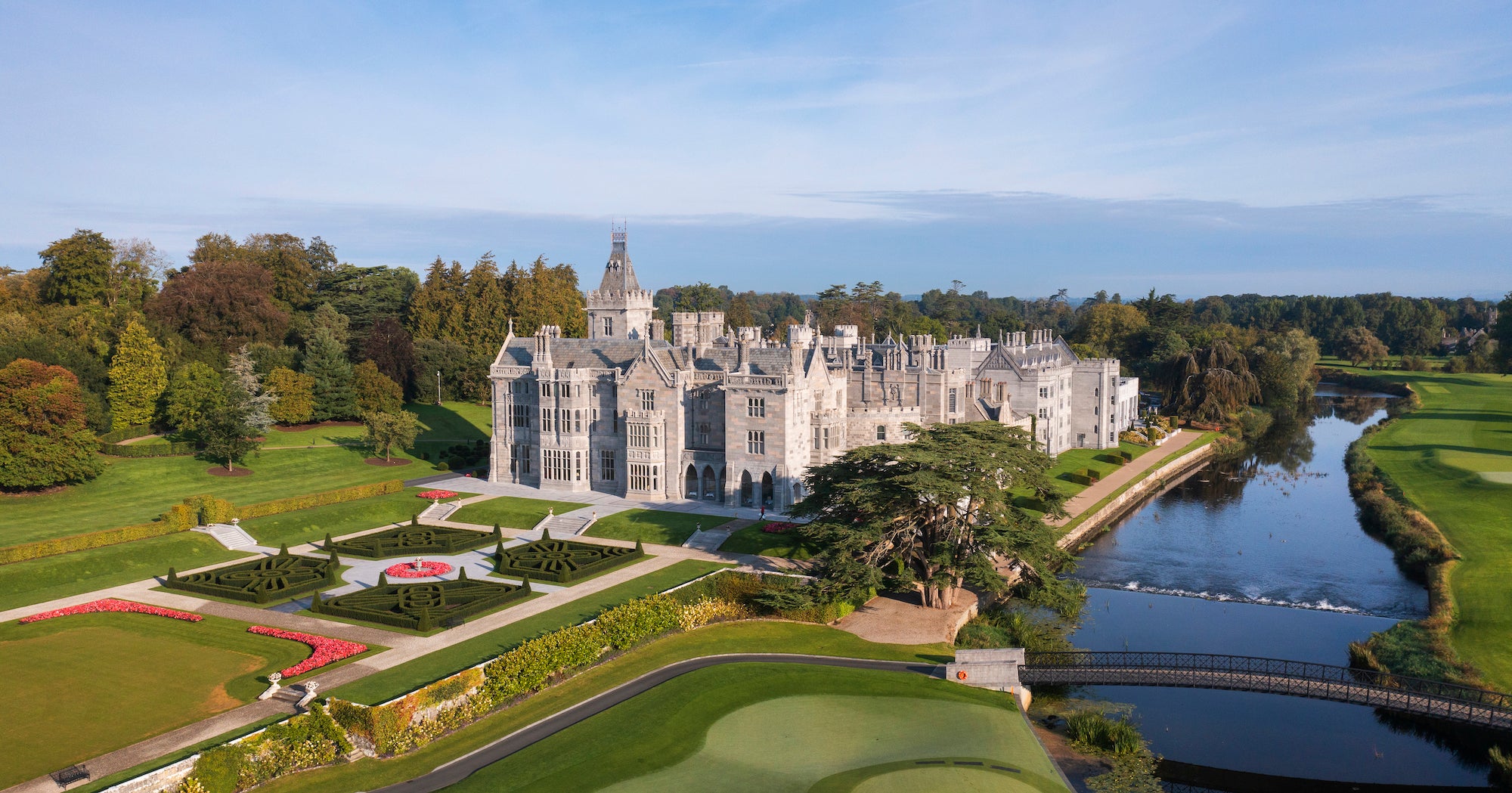 Aerial view of Adare Manor in County Limerick