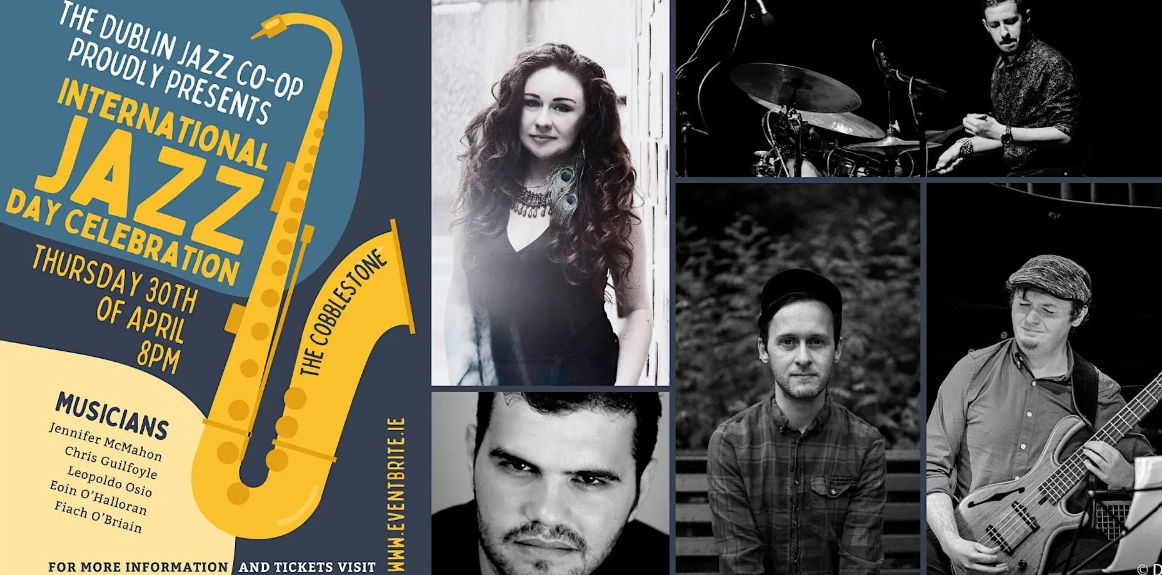 International Jazz Day Celebration, poster with different photos of musicians and performers