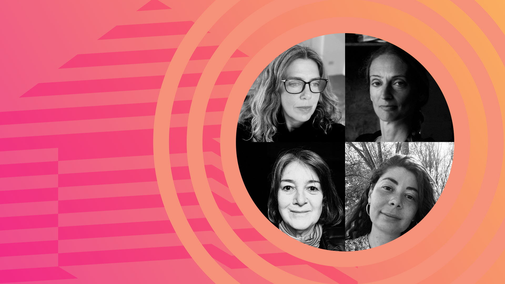 The faces of Ida Mitrani, Rebecca Bradley, Caroline Boyfield and Laure Colomer over the Triskel Sample Space logo.