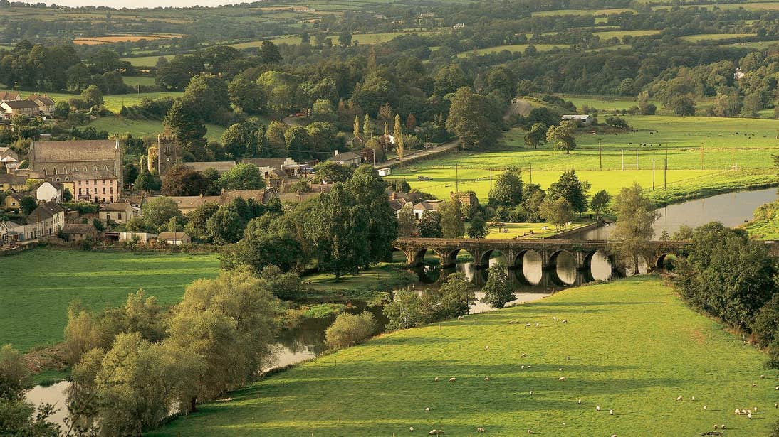 A stone bridge spanning a river in Inistioge, County Kilkenny