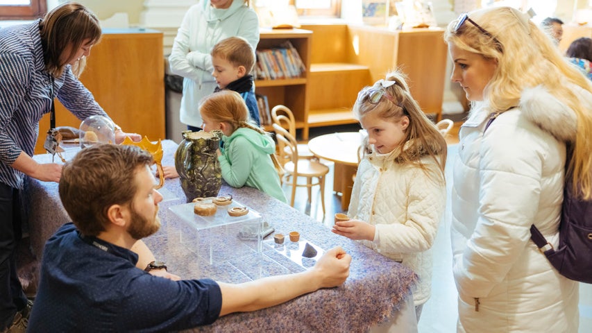 Drop-In workshop in the Learning Resource Room, National Museum of Ireland, Kildare Street.