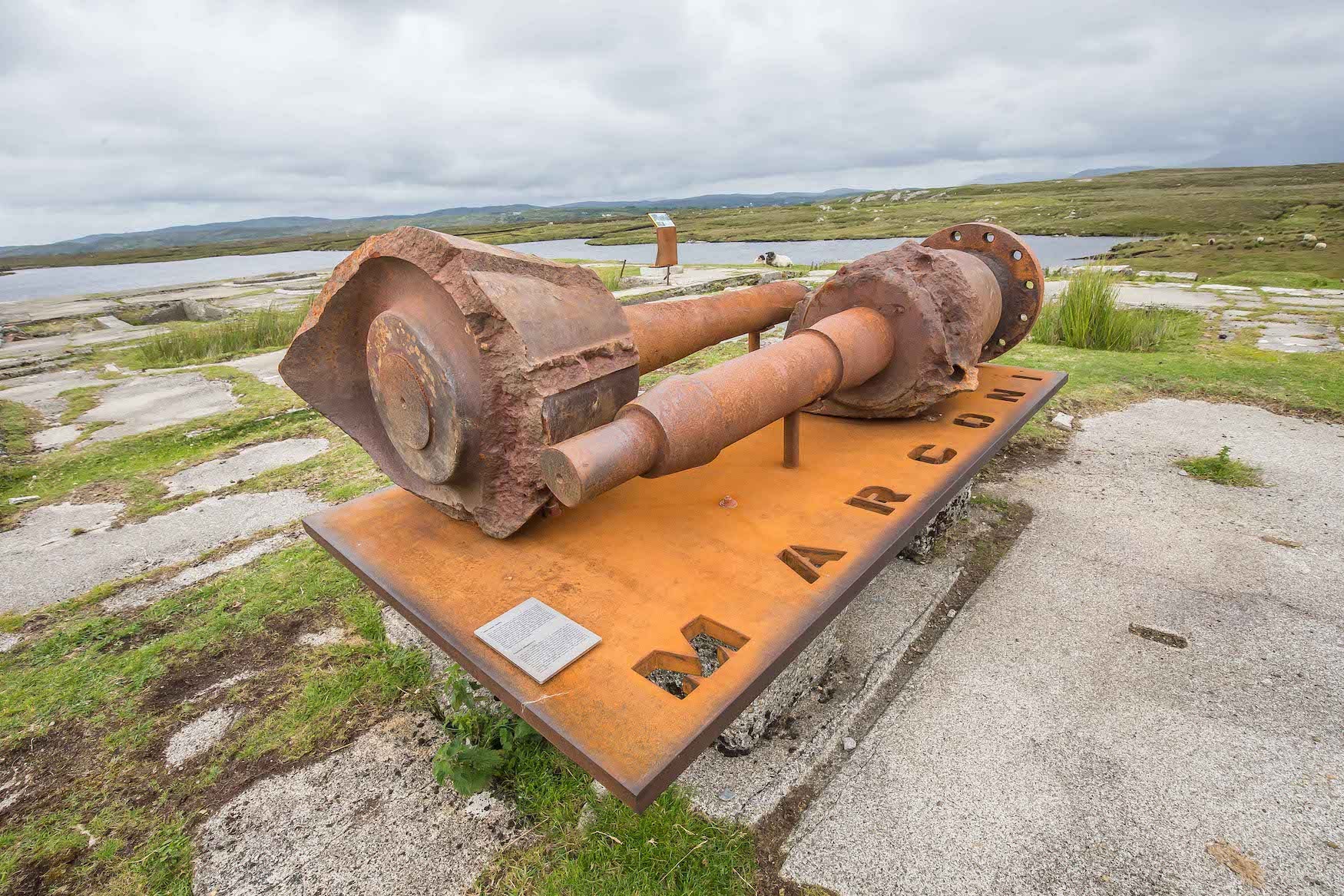 Remains of the world's first permanent trans-Atlantic radio station in Derrigimlagh, Co Galway