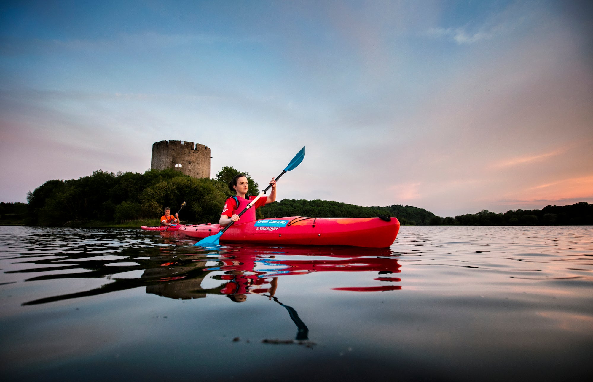 People canoeing in Lough Oughter, Co Cavan