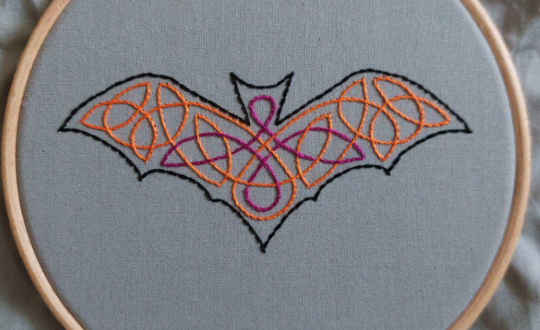 Example of Celtic Bat Embroidery