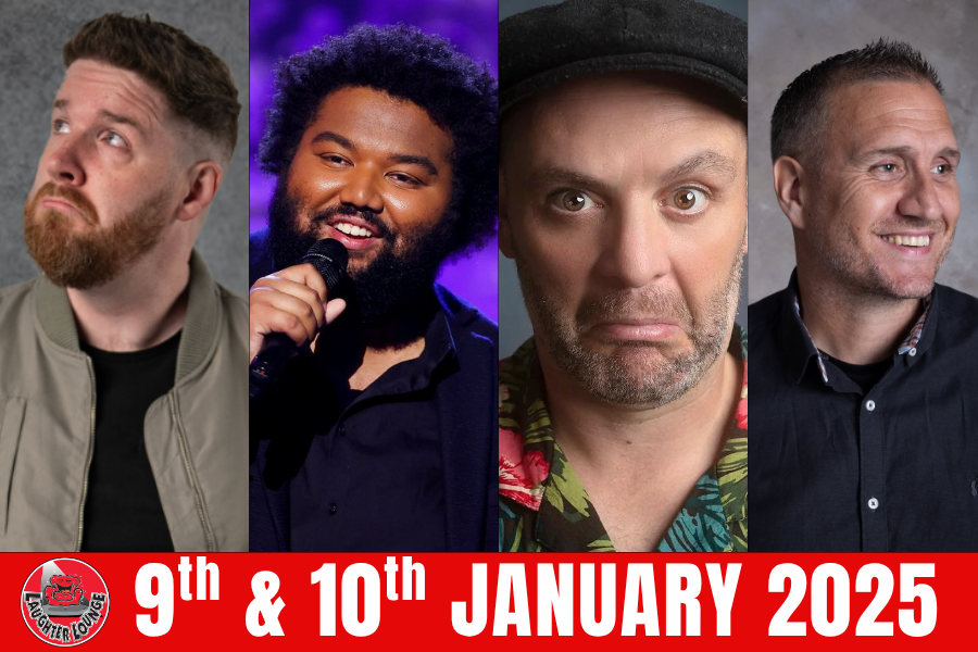 4 different comedians, some making sad faces.