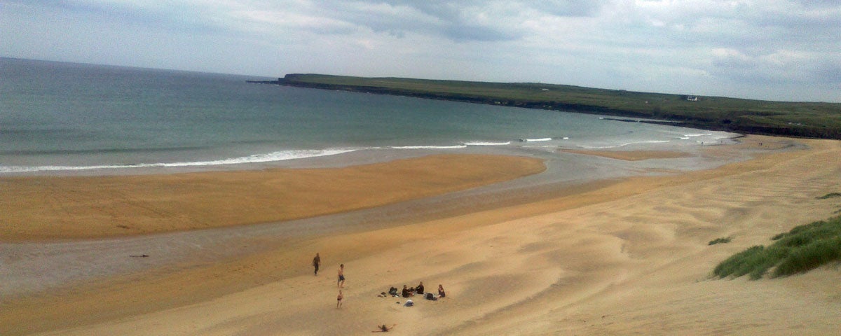 People in the far distance on a sandy beach