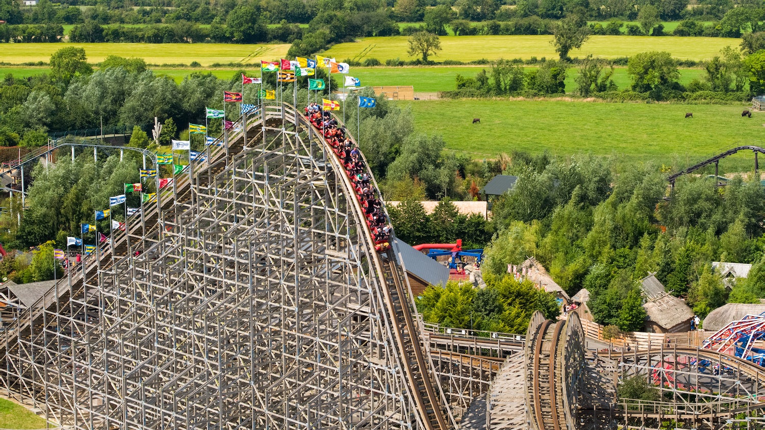 People on a rollercoaster at Emerald Park Theme Park in Meath