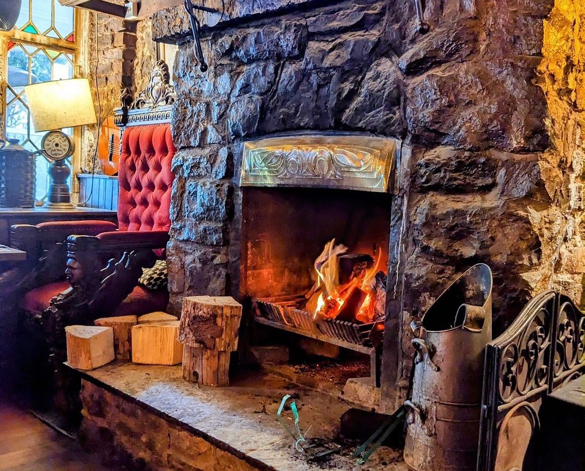 A fireplace in The Bloody Stream pub in County Dublin