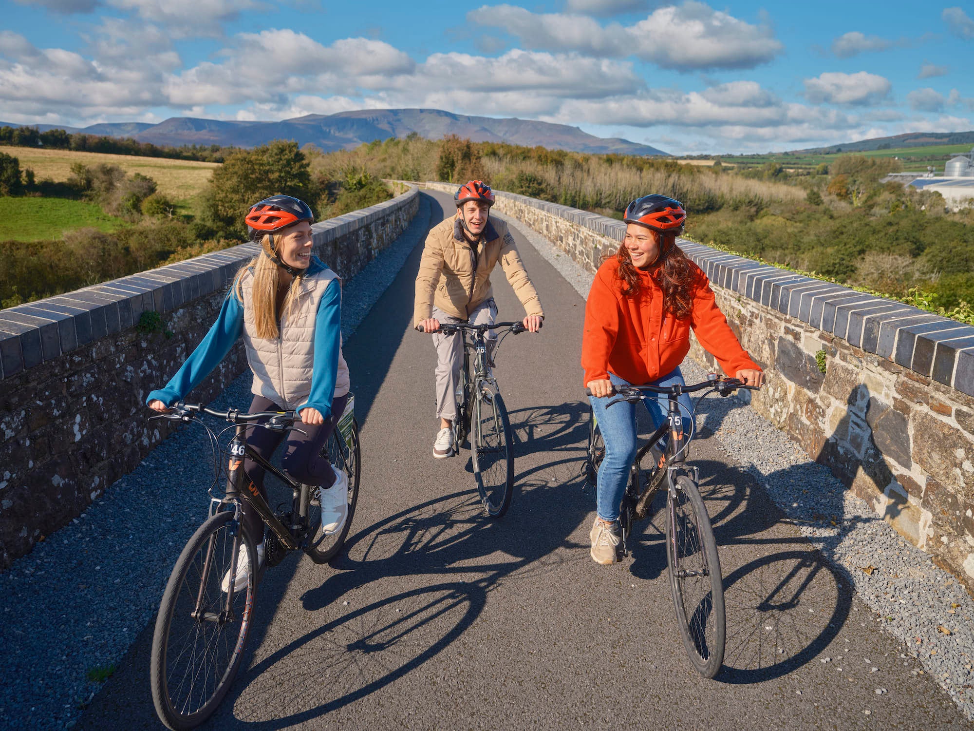 Friends cycling the Waterford Greenway, Co Waterford