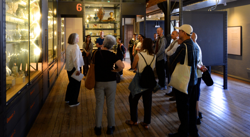 Museum visitors on a tour of the Out of Storage gallery