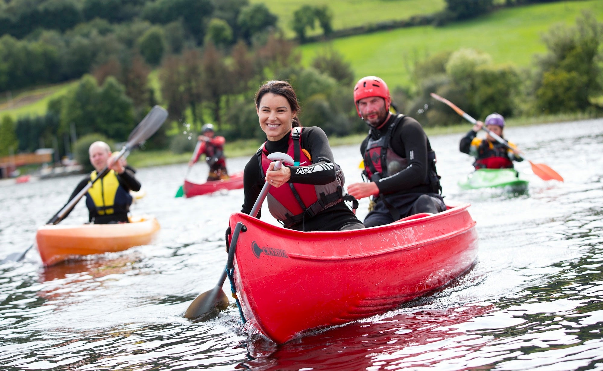 People canoeing in Lough Derg, Co Clare
