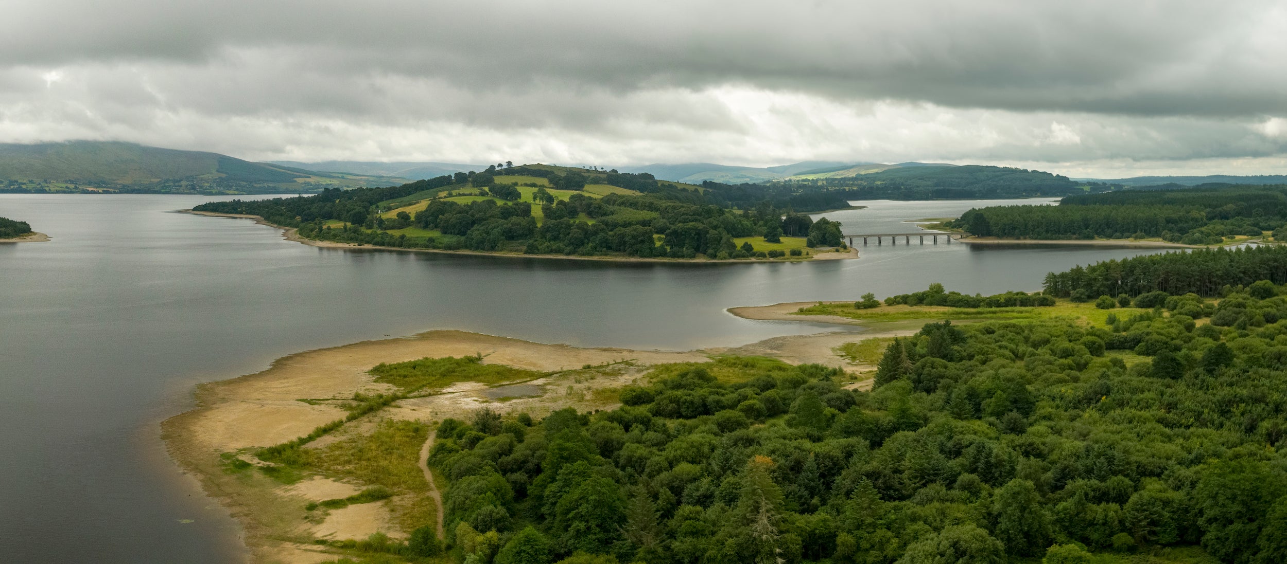 Aerial view of the Blessington Lakes in Co Wicklow