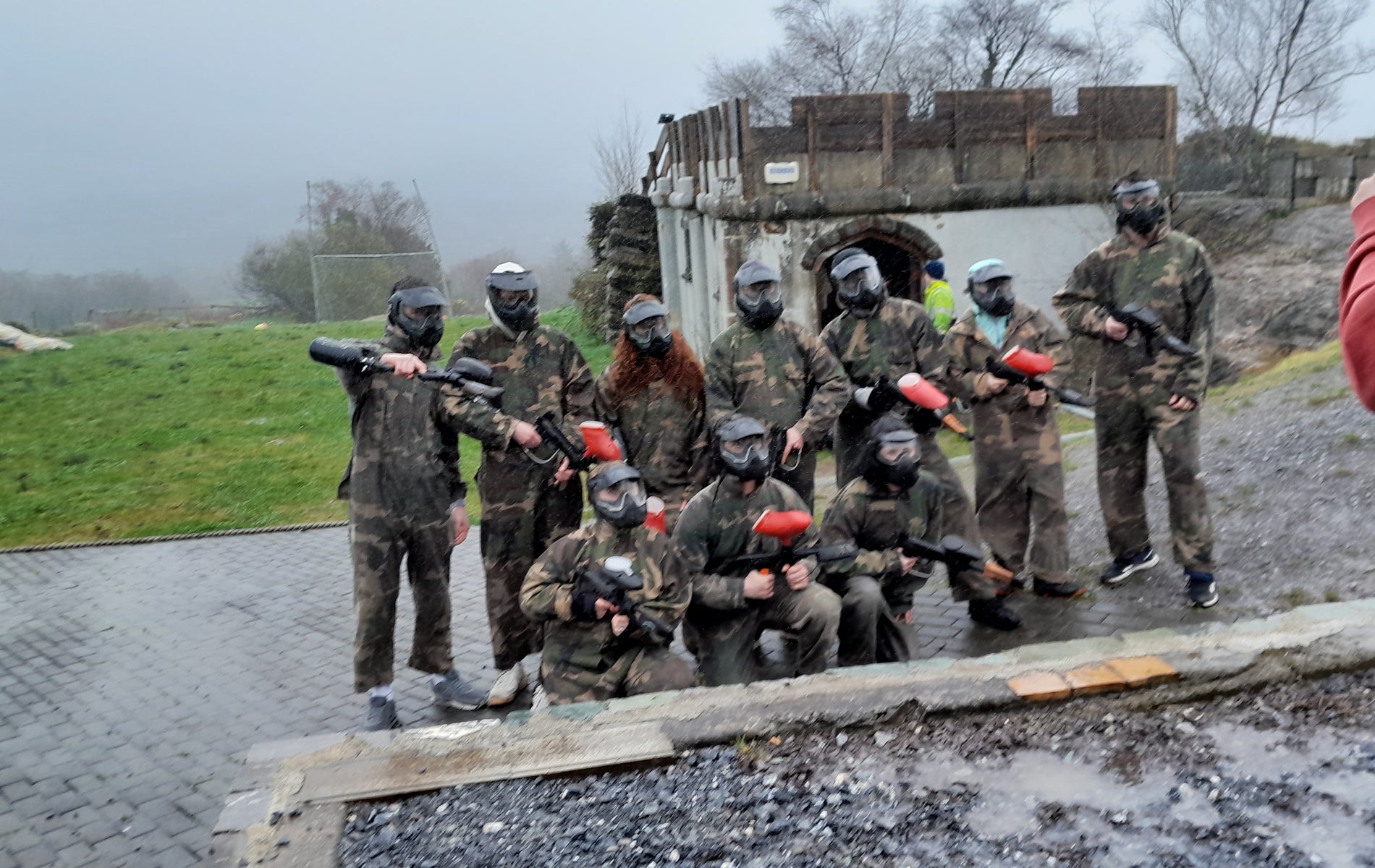 A group enjoying a game of splatball at Funmanway Adventure Land