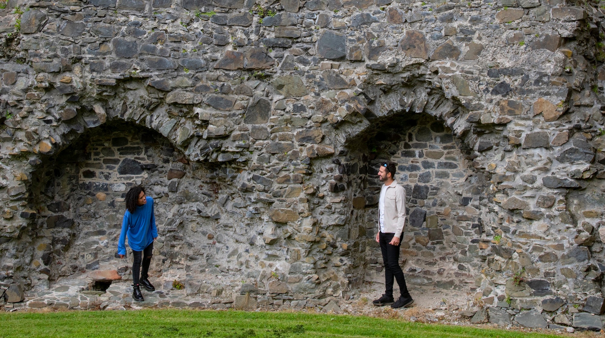 Couple at the ruins of Carlingford Castle in Co Louth