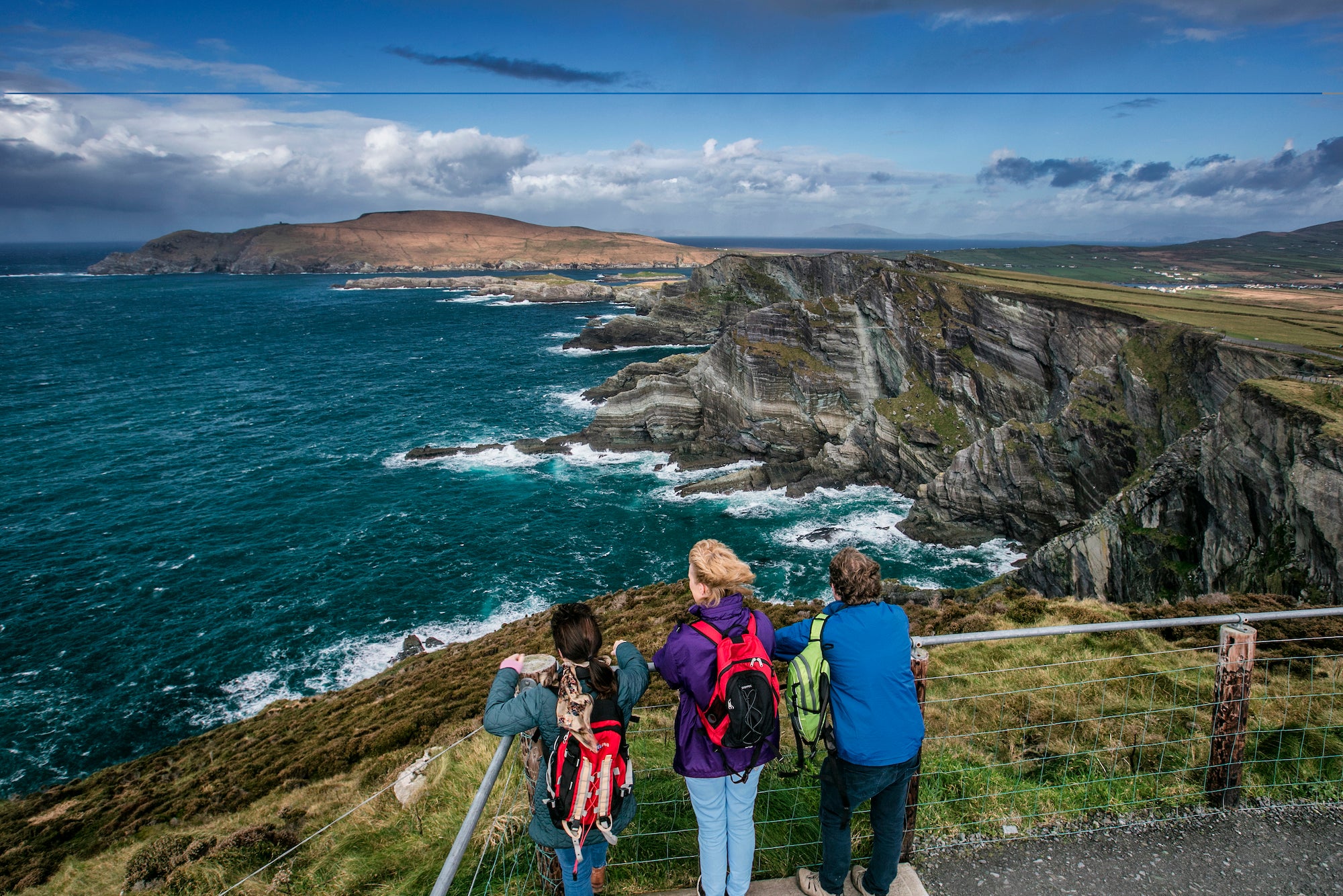 People at the Kerry Cliffs in Portmagee, Co Kerry