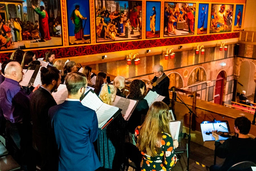 Choir singing in stall at Newman University Church Dublin City