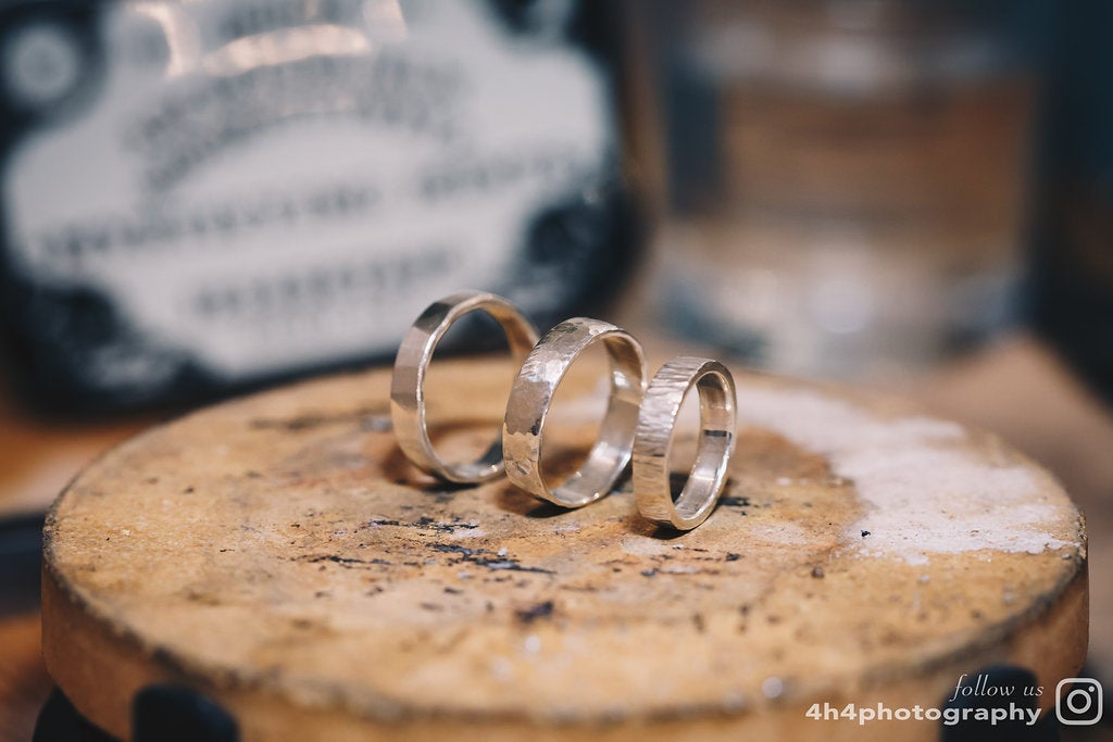 3 sterling silver textured rings