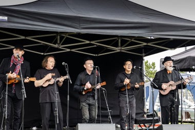 Harvest Festival stage, the Ukeristic play Saturday afternoon 29th August