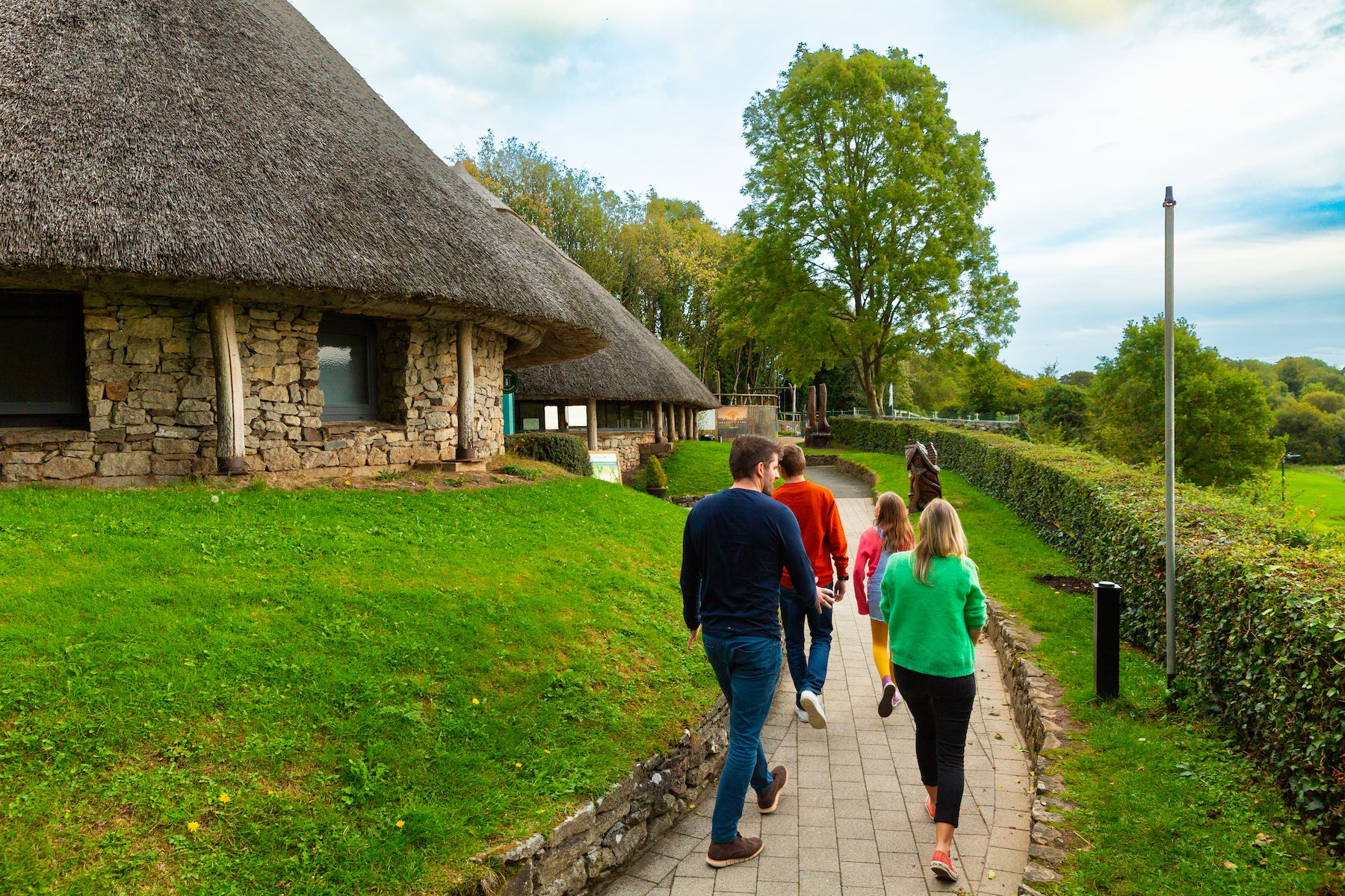 A family visiting the Lough Gur Visitor Centre in Limerick.