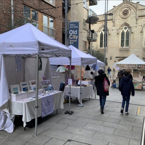 A view of stalls at the Designer Mart at the Cows Lane Market Temple Bar