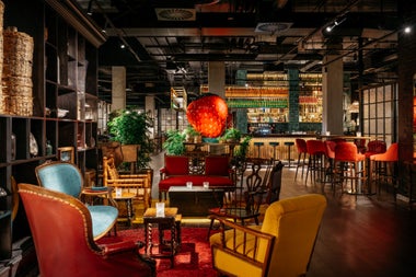 Seating area with tables and chairs