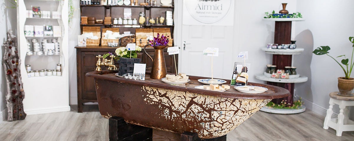 A vintage bath on display in the Airmid Natural Handmade Skincare shop in Ennistymon