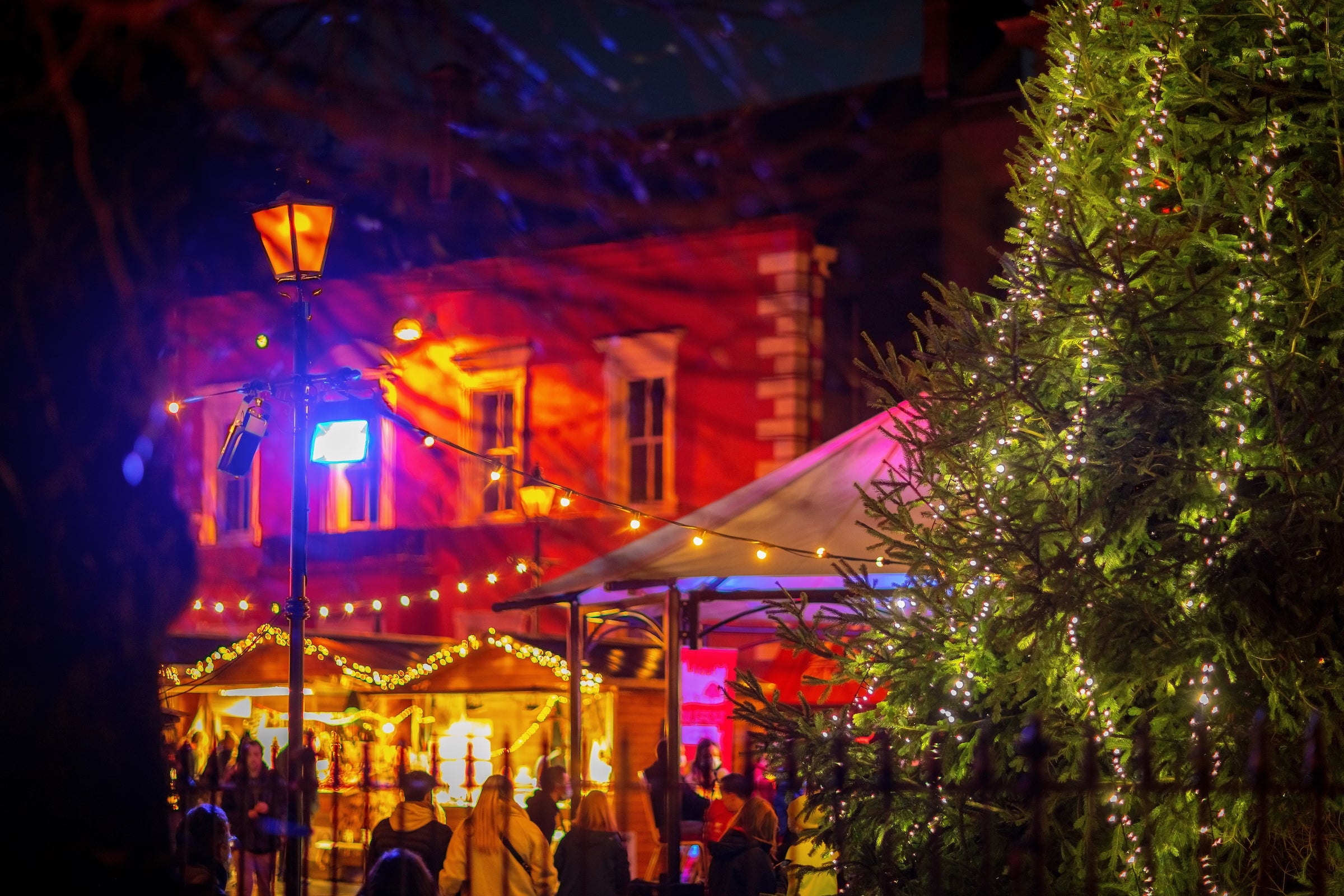The lights at night at Yulefest Kilkenny.