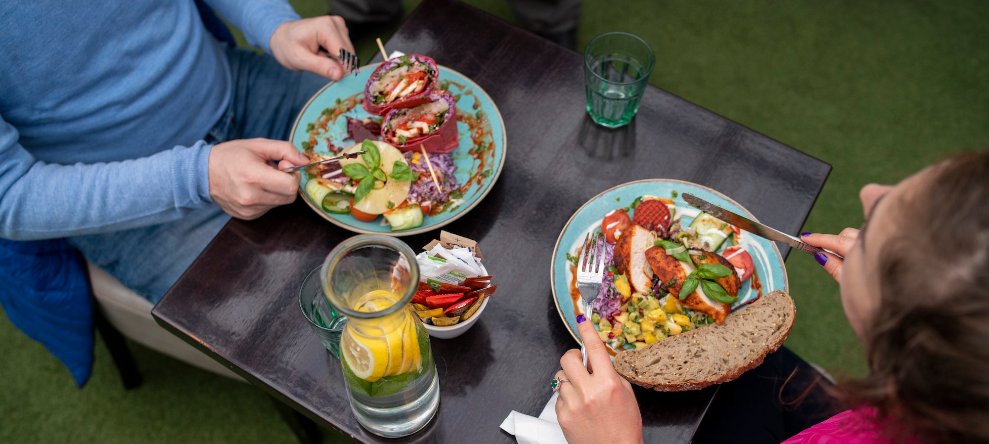 A couple eating a meal at Latte Da Cafe in County Cavan
