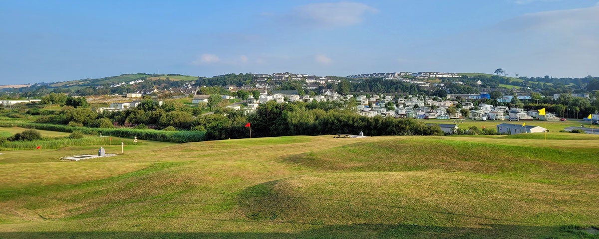 A view of one of the greens with Youghal town visible in the distance