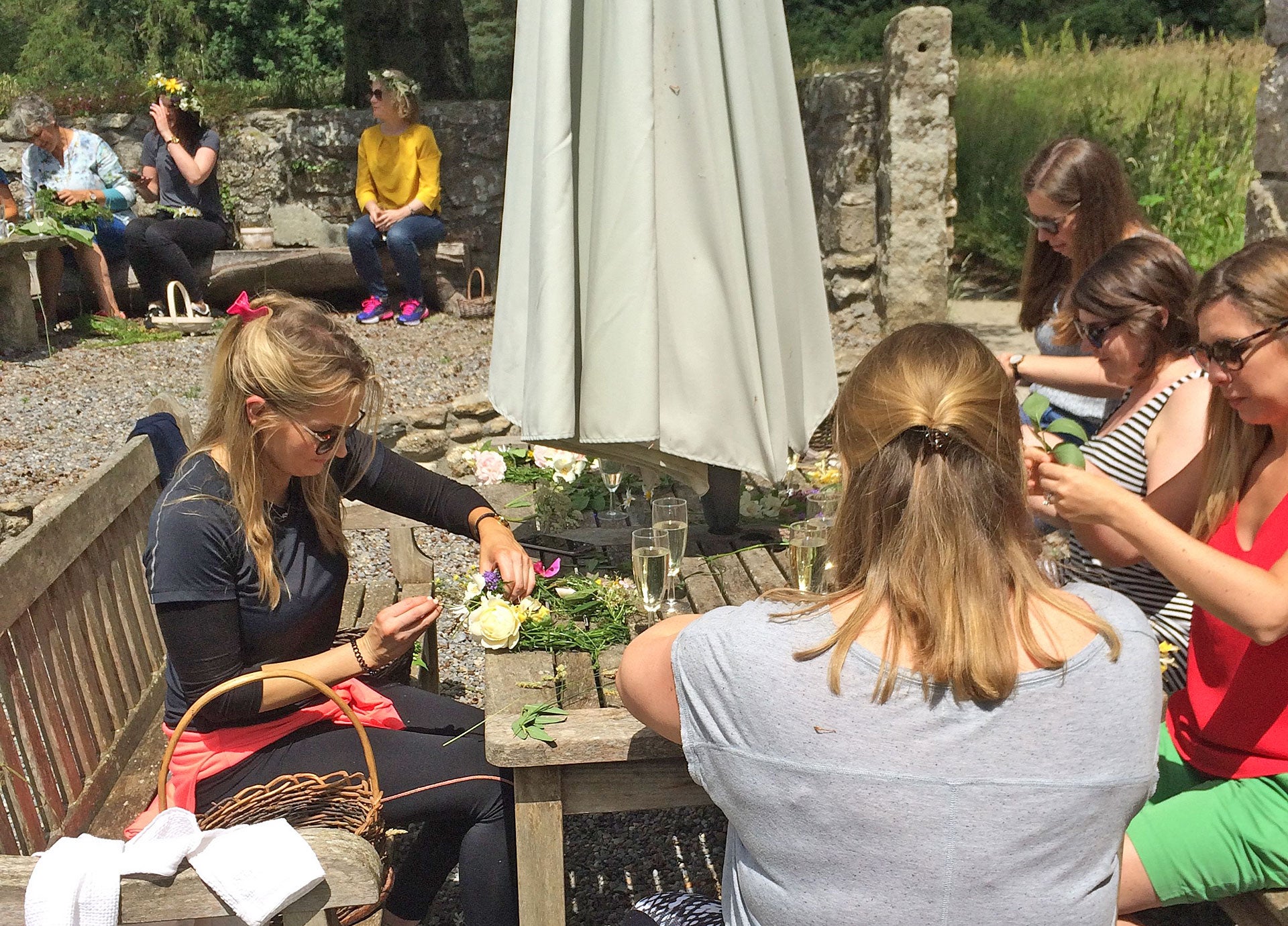 Blackstairs Eco Trails group of women making floral crowns