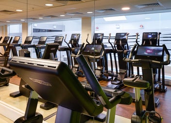 Spinning exercise machines in a gym