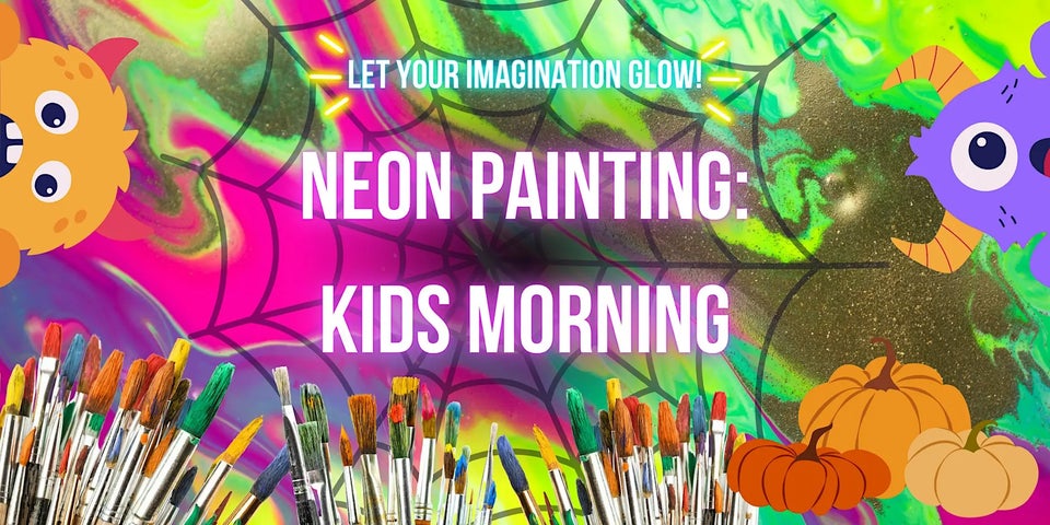 Fun Halloween neon painting morning for kids in Dublin, with bright UV paints, creative activities and a colourful spooky atmosphere.