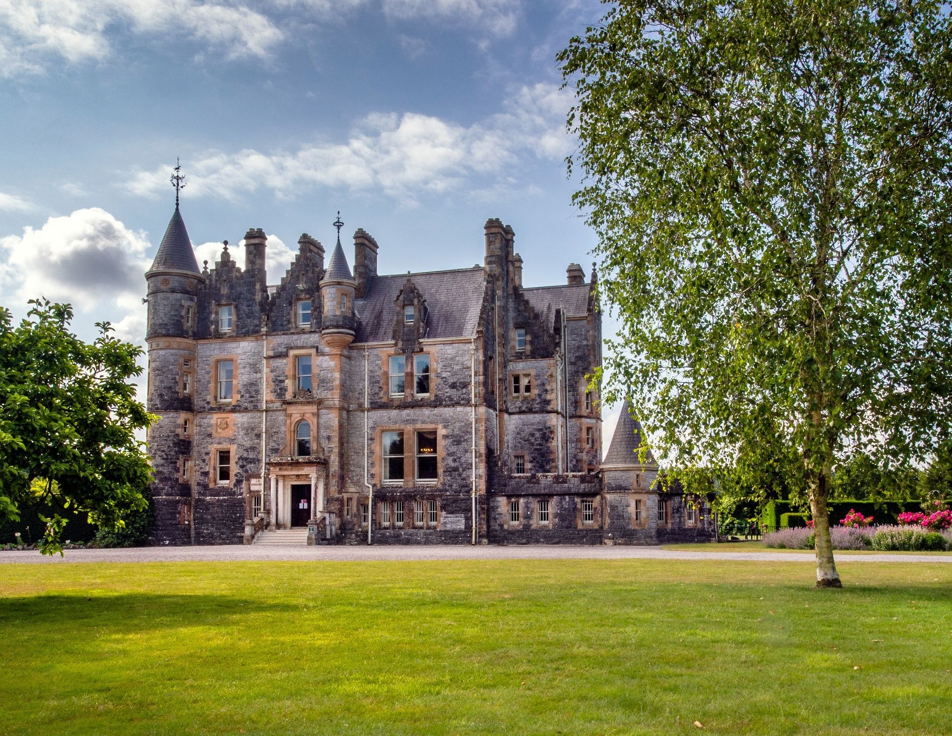 View of Blarney House and the front lawn at Blarney Castle estate