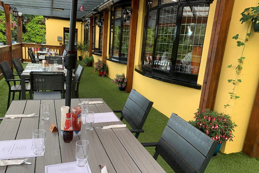 Outdoor dining area at Molly Fultons Restaurant