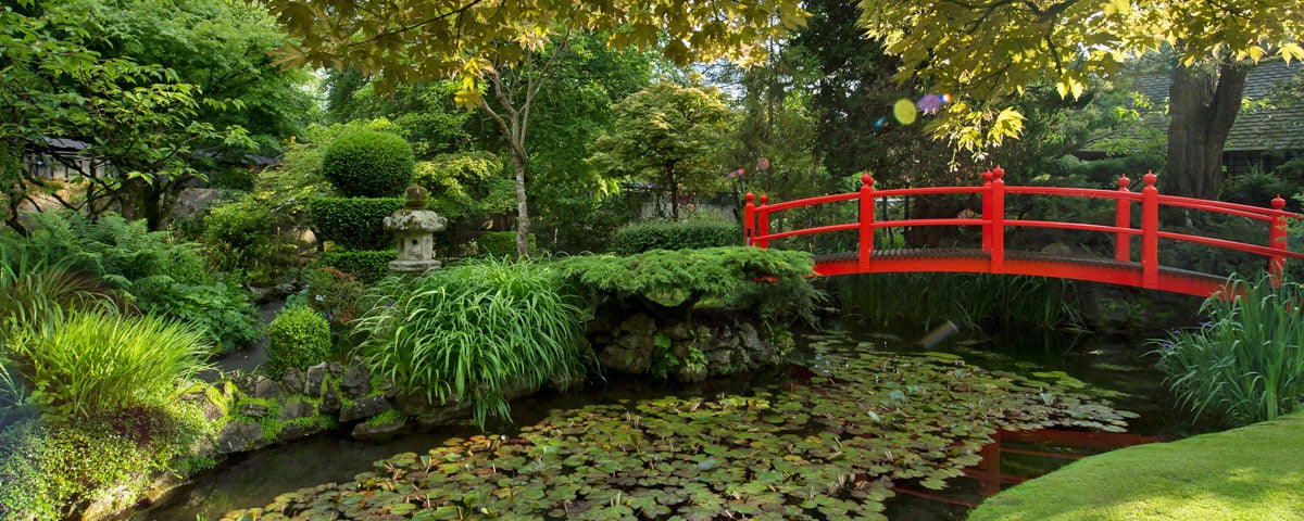 Bridge over pond in Japanese Gardens