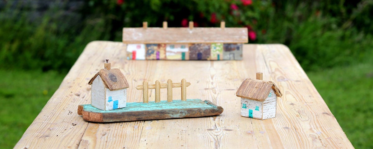 Miniature house ornaments at The Pine Rack Ballintubber County Mayo