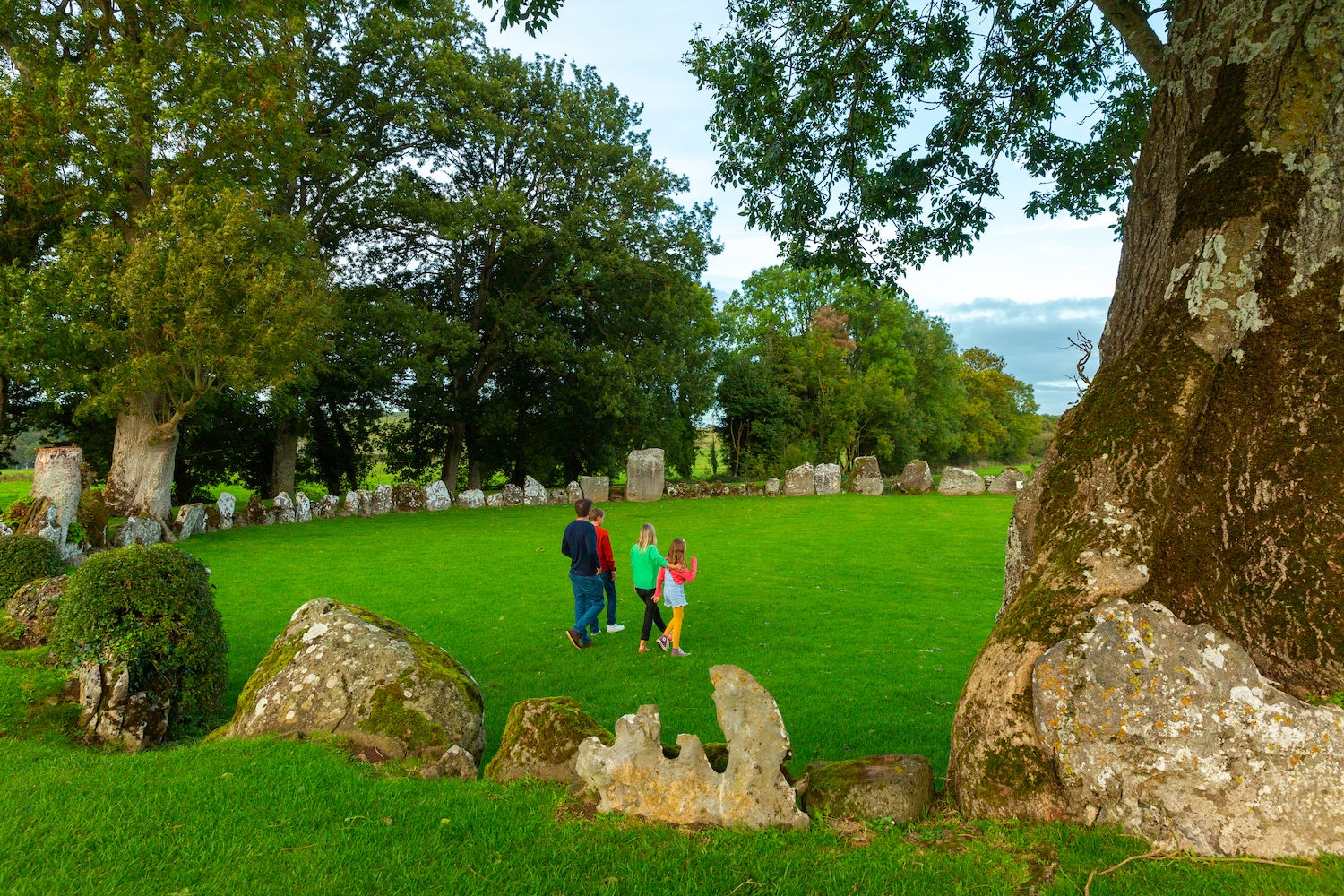 A family at the Grange Stone Circle in Co Limerick