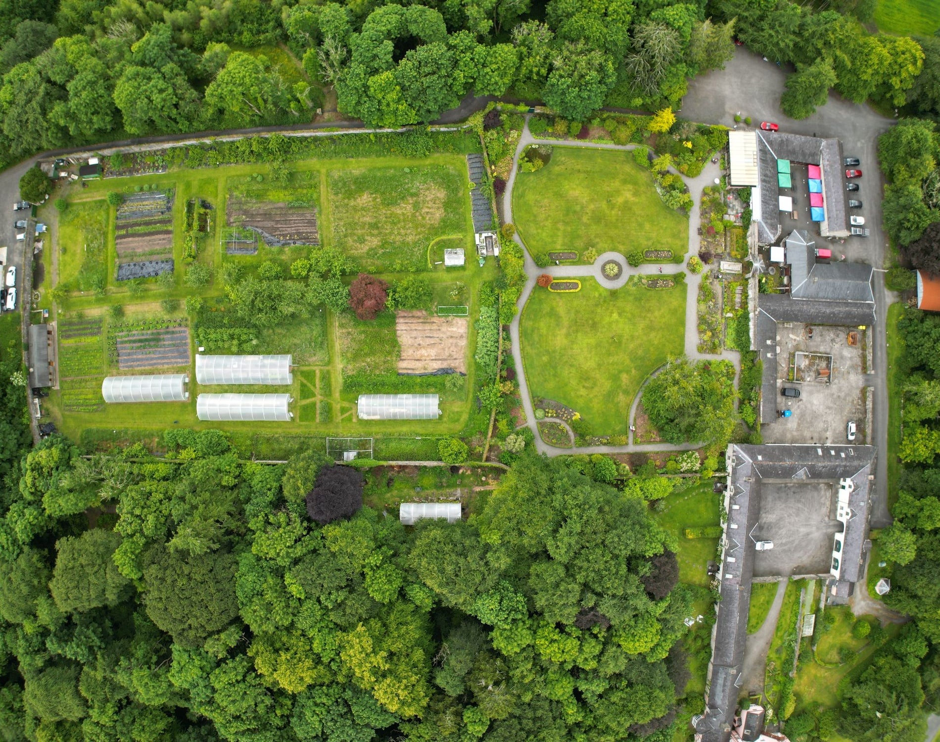 An aerial image of the North Mayo Heritage Centre