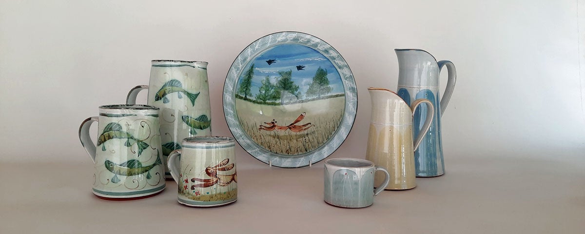 A display of pottery from The Bridge Pottery Kilkenny