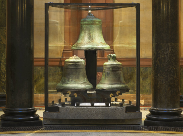 Howth bells on display in the National Museum Rotunda