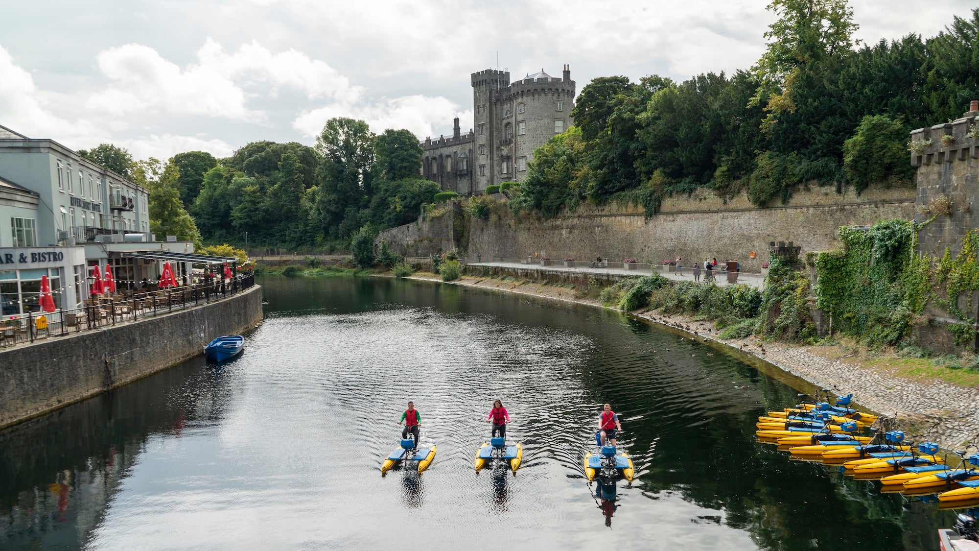 People hyrdobiking in Kilkenny city