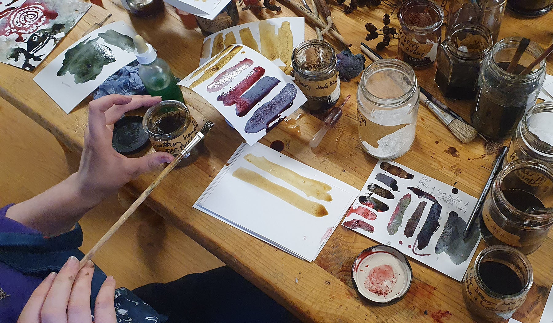 Ink testing table at Blueway Art Studio