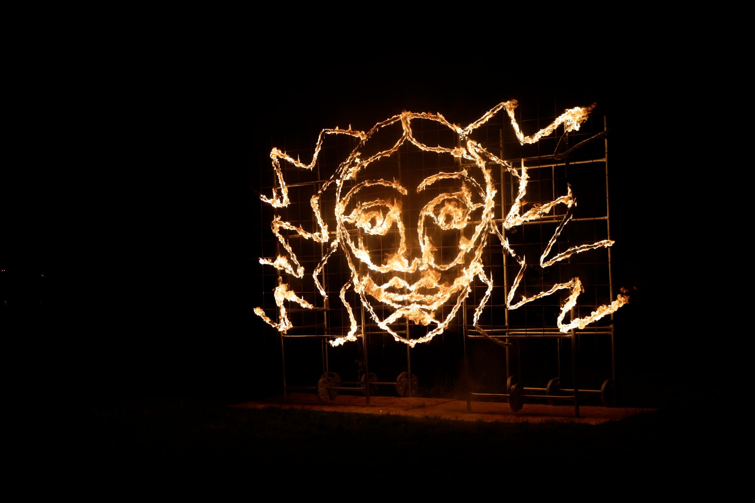 A Halloween-themed light installation 