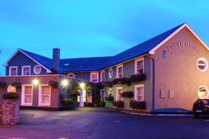 Fanad House exterior at night-time