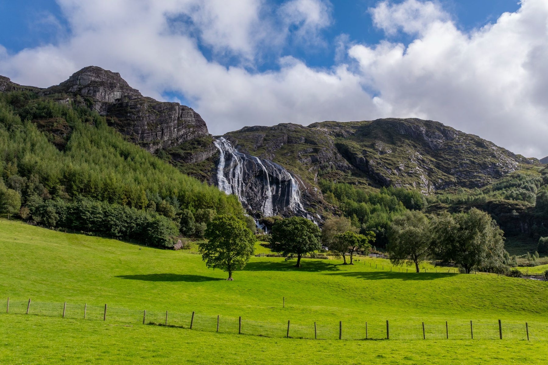 A view of the waterfall at Gleninchaquin Park