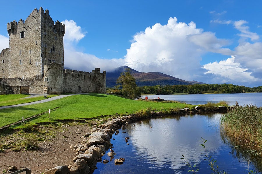 A view of Ross Castle and grounds in Killarney National Park