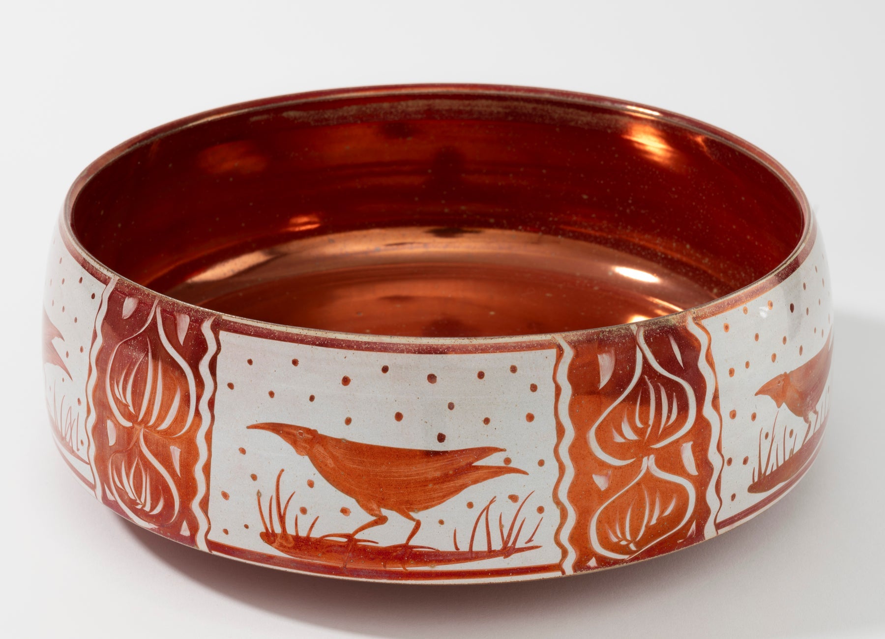 A Mark Campden red rook bowl at O'Connell Gallery