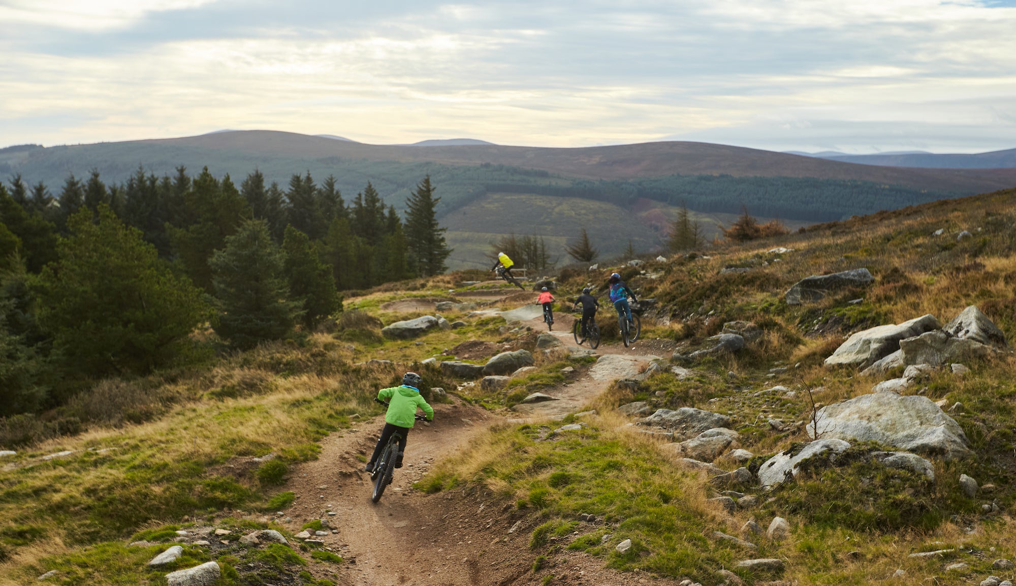 People mountain biking in the Dublin Mountains